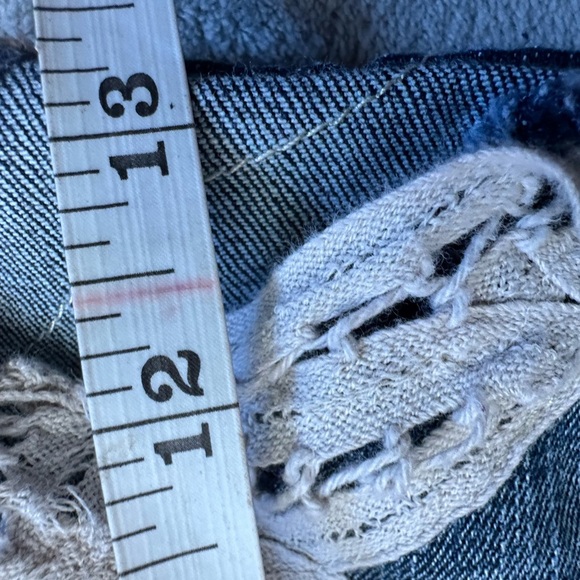 **3 for $15**Silver Mini Denim Skirt with Lace Accents - Picture 3 of 5